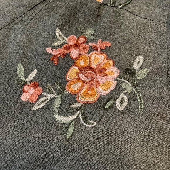 Anthropologie Fig & Flower Embroidered Boho Long Sleeve Top – Women’s Large - Picture 5 of 10